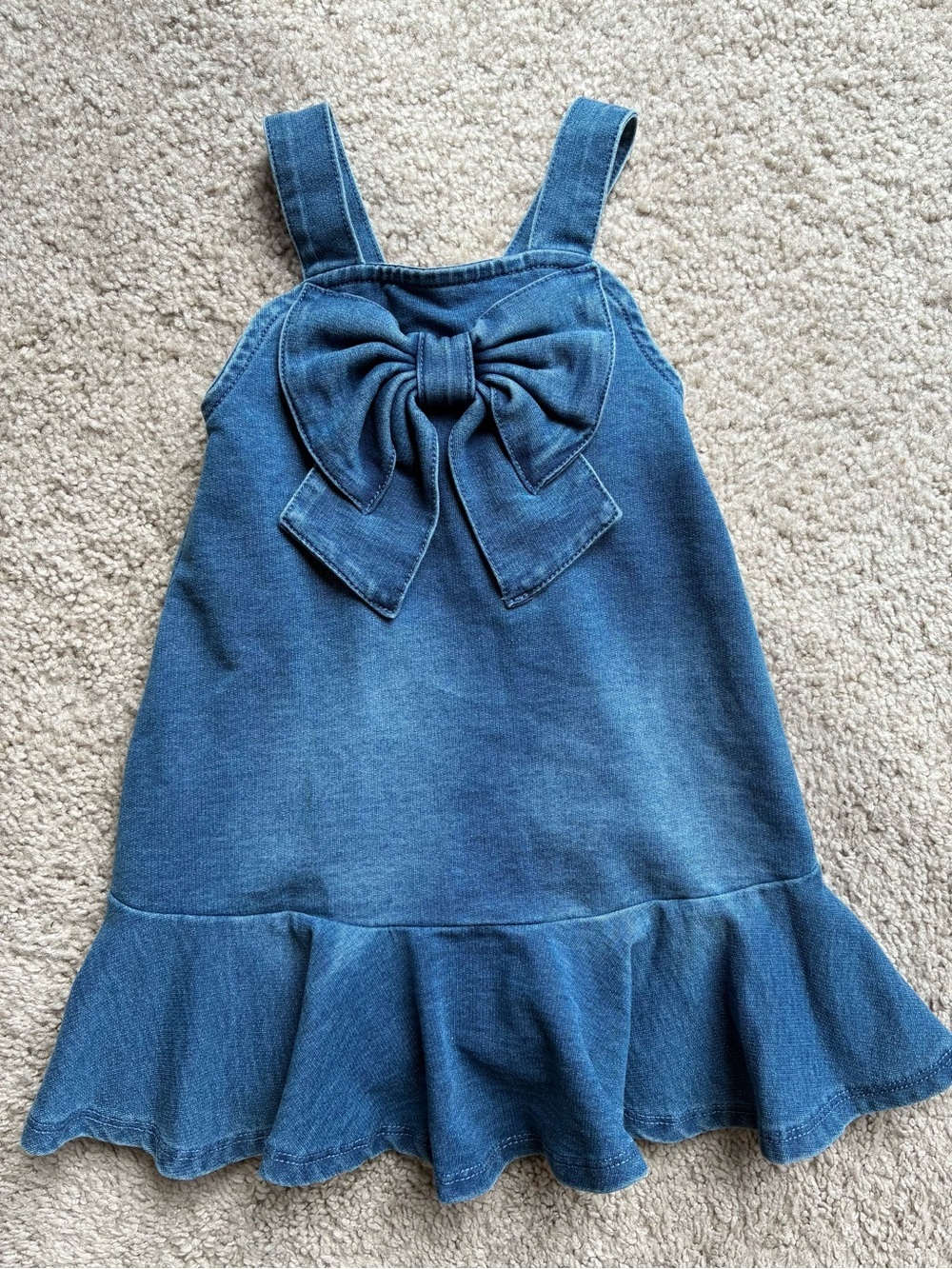 Habitual Kids Blue Cotton Blend Denim Bow-Front Girls Dress